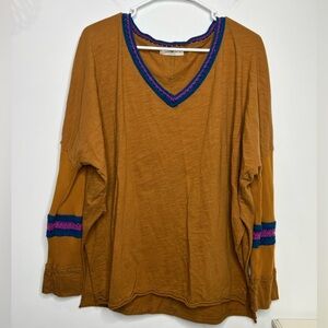 Natural Life Long Sleeve Top with Crochet Trim Size Large